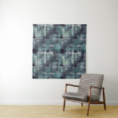 Tenture Motif grunge abstrait bleu gris texturé. (En situation)