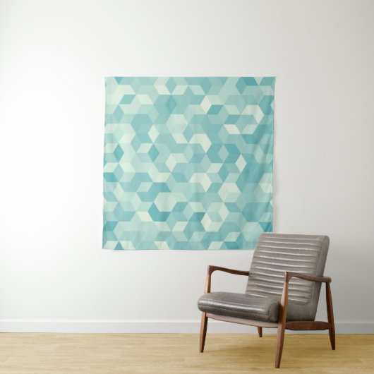 Tenture Motif Hexagonal bleu clair transparent (En situation (horizontale))