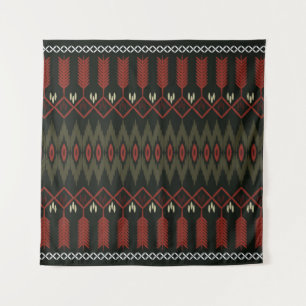 Tenture motif ikat. Ornement géométrique sans couture. Eth