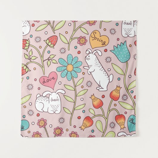 Tenture Motif impeccable avec lapins (Devant)