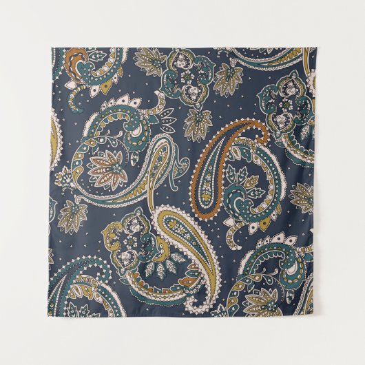Tenture Motif indien traditionnel Paisley sur fond de terr (Devant)
