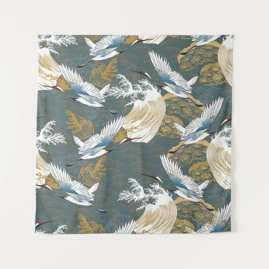 Tenture Motif japonais Vintage Crane Birds (Devant)