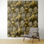 Tenture Motif jaune-brun fleuri à l'aquarelle. (En situation)