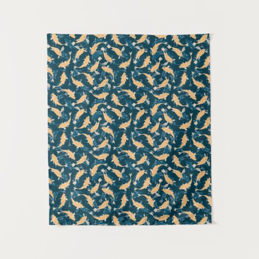 Tenture Motif jaune et bleu - Koi Fish (Devant)