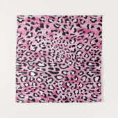 Tenture Motif Léopard Blanc Rose. (Devant (Horizontal))