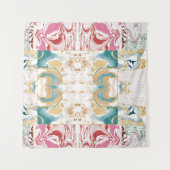 Tenture Motif marbre doré et bleu (Devant (Horizontal))