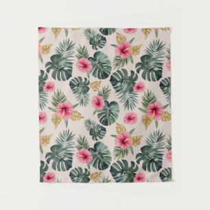 Tenture Motif Monstera et Hibiscus