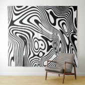 Tenture Motif noir et Marbre blanc (En situation (horizontale))
