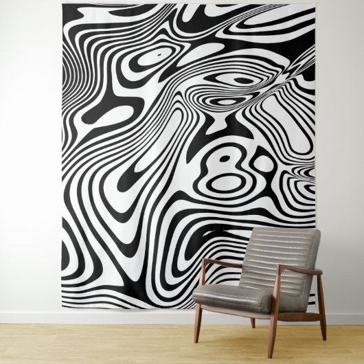 Tenture Motif noir et Marbre blanc (En situation)