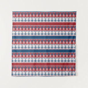 Tenture Motif norvégien rayé bleu rouge