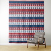 Tenture Motif norvégien rayé bleu rouge (En situation)