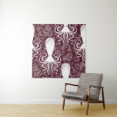 Tenture motif Octopus vintage. (En situation)