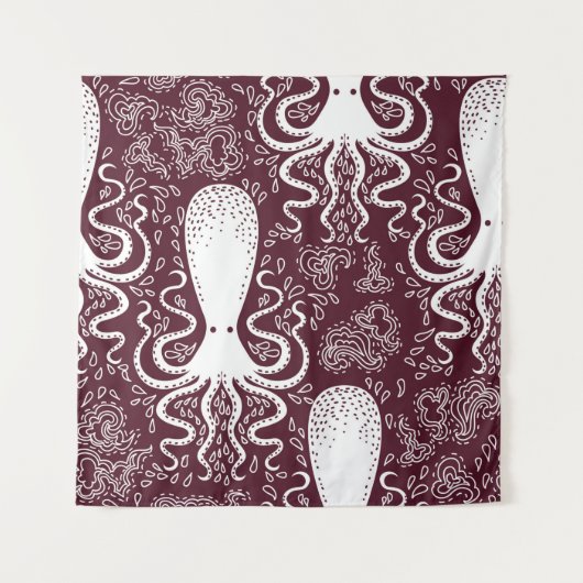 Tenture motif Octopus vintage. (Devant)
