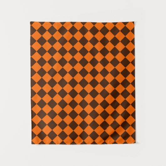 Tenture Motif Orange Brown Diamond Checker (Devant)