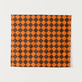 Tenture Motif Orange Brown Diamond Checker (Devant (Horizontal))