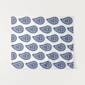 Tenture Motif Paisley Bleu (Devant (Horizontal))
