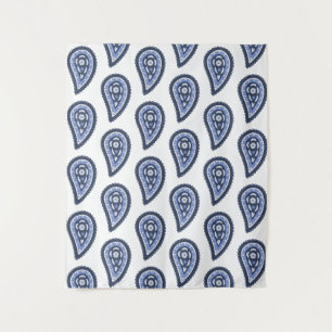 Tenture Motif Paisley Bleu