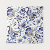 Tenture Motif paisley bleu indien traditionnel sans coutur (Devant (Horizontal))