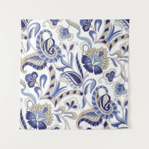 Tenture Motif paisley bleu indien traditionnel sans coutur