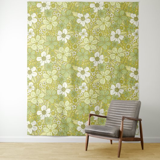 Tenture Motif Pastel vert et jaune (En situation)