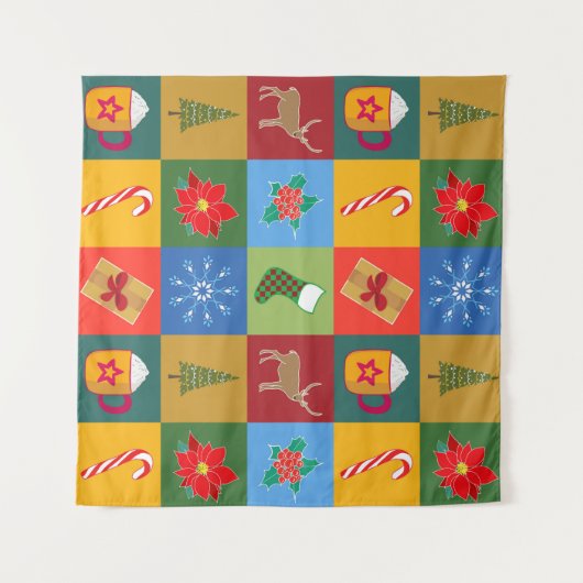 Tenture Motif patchwork de Noël (Devant (Horizontal))