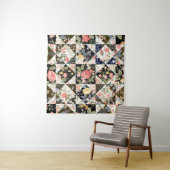Tenture motif patchwork transparent avec fleurs (En situation)