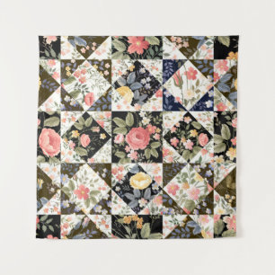 Tenture motif patchwork transparent avec fleurs