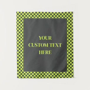 Tenture Motif personnalisé Vibrant vert et gris À damiers