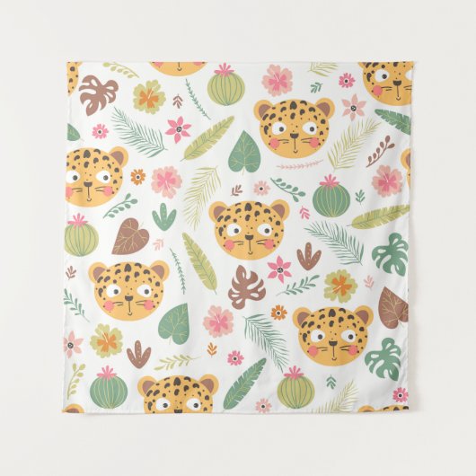 Tenture Motif Plante de Leopard Head Tropical (Devant)