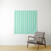 Tenture Motif Rayures Blanches Aquamarine (En situation (horizontale))