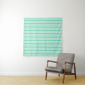 Tenture Motif Rayures Blanches Aquamarine (En situation)