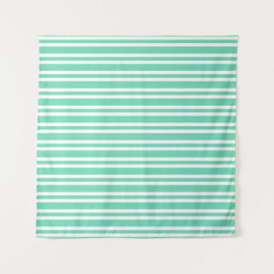Tenture Motif Rayures Blanches Aquamarine