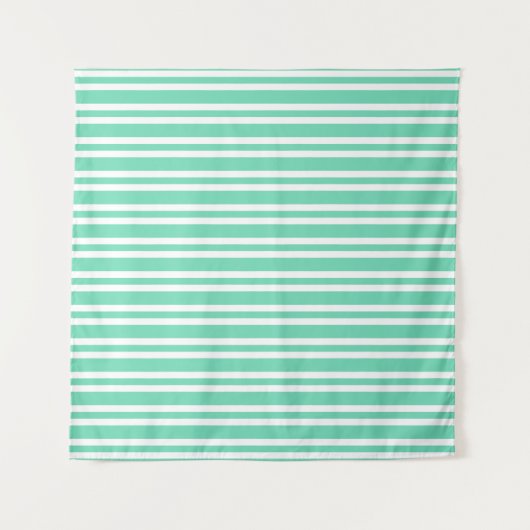 Tenture Motif Rayures Blanches Aquamarine (Devant)