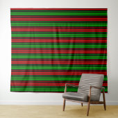 Tenture Motif rayures noir rouge vert (En situation (horizontale))