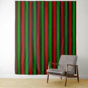Tenture Motif rayures noir rouge vert
