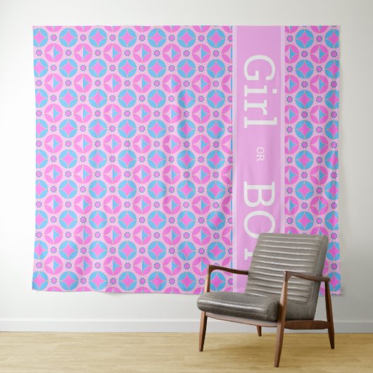 Tenture Motif rétro rose et bleu - Fille ou garçon (En situation (horizontale))