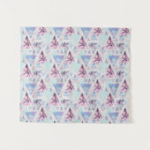 Tenture Motif rose et bleu d'aquarelle de palmier (Devant (Horizontal))