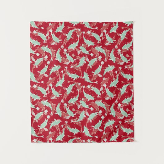 Tenture Motif rouge et vert - Koi Fish (Devant)