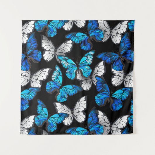 Tenture Motif sans couleur foncée avec papillons bleus Mor (Devant)