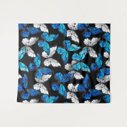 Tenture Motif sans couleur foncée avec papillons bleus Mor (Devant (Horizontal))