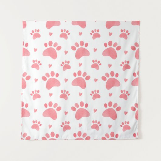 Tenture Motif sans couture à l'aquarelle de pattes de chat (Devant)