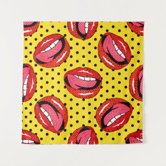 Tenture Motif sans couture avec badge de caricature avec l (Devant)