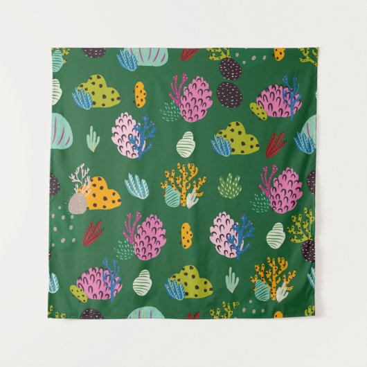 Tenture Motif sans couture avec branches de coraux et plan (Devant)