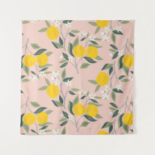 Tenture Motif sans couture avec branches d'oranges en fleu