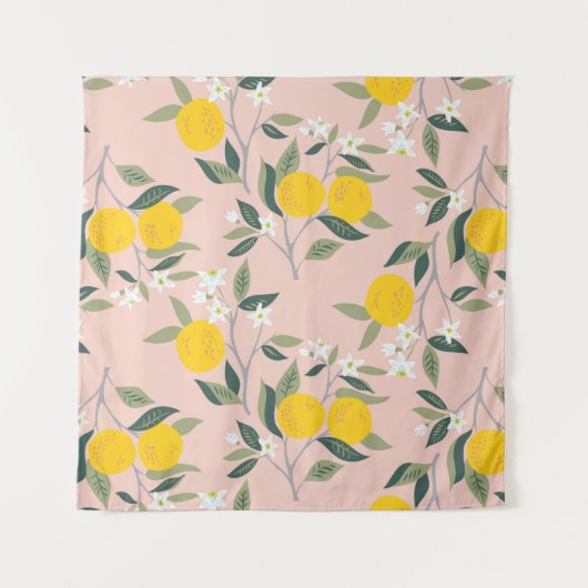 Tenture Motif sans couture avec branches d'oranges en fleu (Devant)