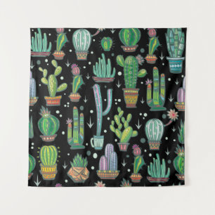 Tenture Motif sans couture avec cactus mignons