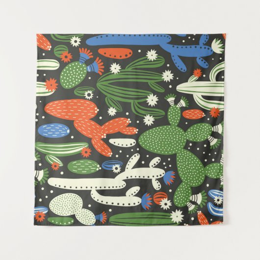 Tenture motif sans couture avec cactus sur arrière - plan  (Devant (Horizontal))