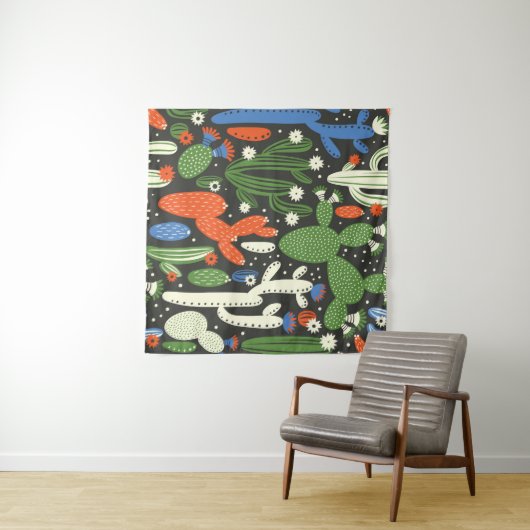 Tenture motif sans couture avec cactus sur arrière - plan  (En situation (horizontale))