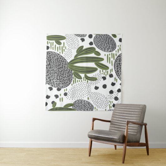 Tenture motif sans couture avec cactus sur arrière - plan (En situation (horizontale))