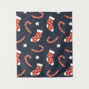 Tenture Motif sans couture avec chaussettes de noël, sucre